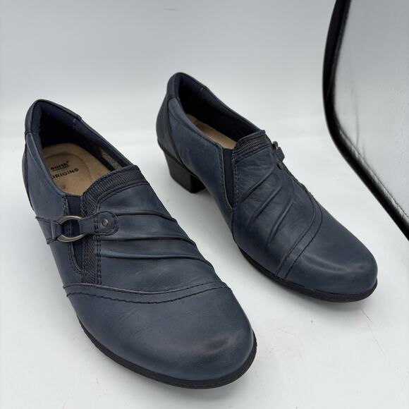 Earth Origins Loafers Womens Size 8.5 N Marietta Mavis Navy Blue Slip On Heel G3 - Picture 1 of 10